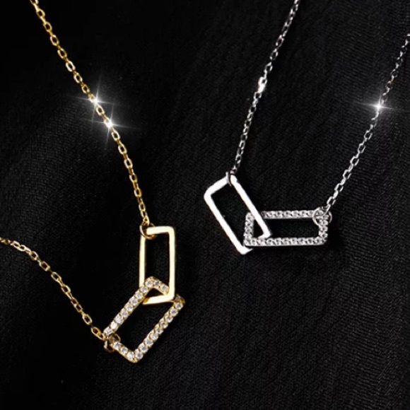 S925 Sterling Silver CZ Diamond Link Necklace - Picture 4 of 4